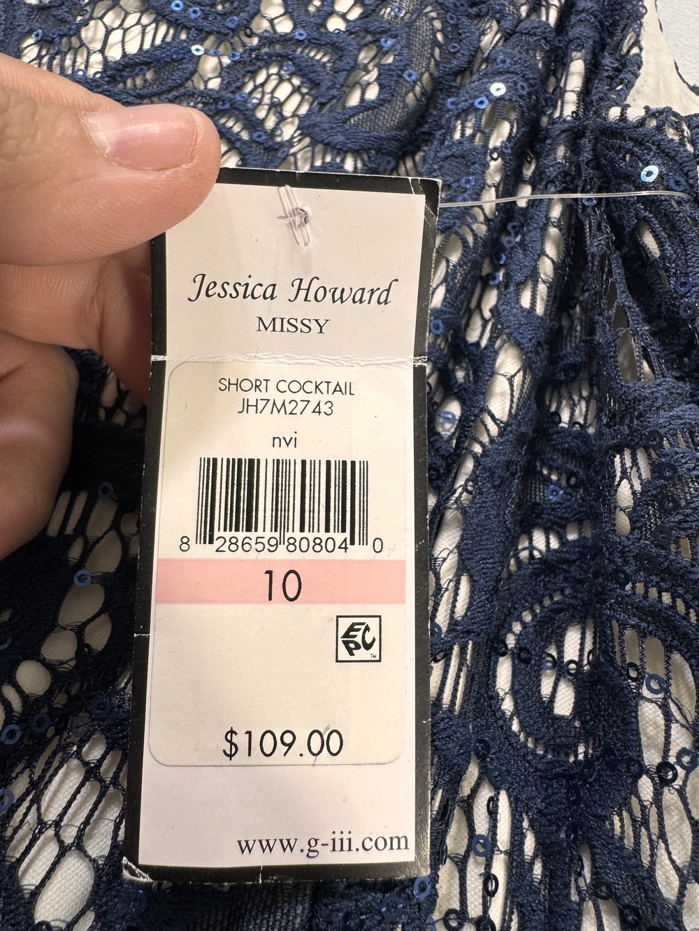 Jessica Howard Navy Lace Sequin Cocktail Dress Sz 10 NWT - Picture 5 of 7